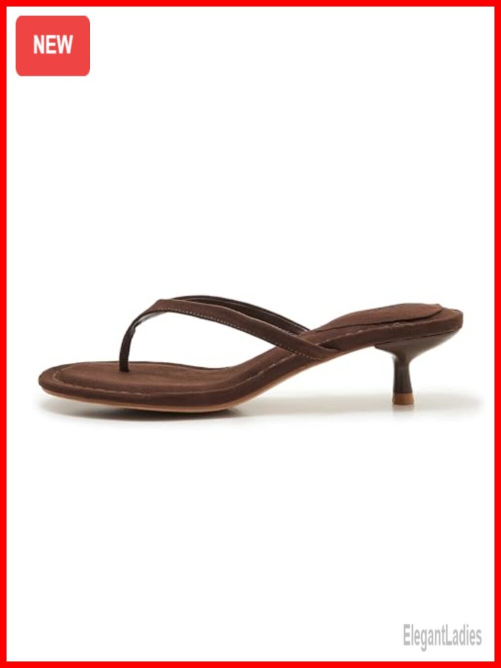 Faux Suede Kitten Heel Thong Sandals Slip-on Open Toe Low Heels